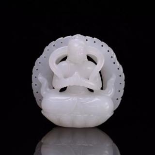 保真和田玉,发货时配送和田玉鉴定证书lot 14《和田玉籽料观音摆件》