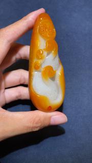 和田玉,额如意手把件